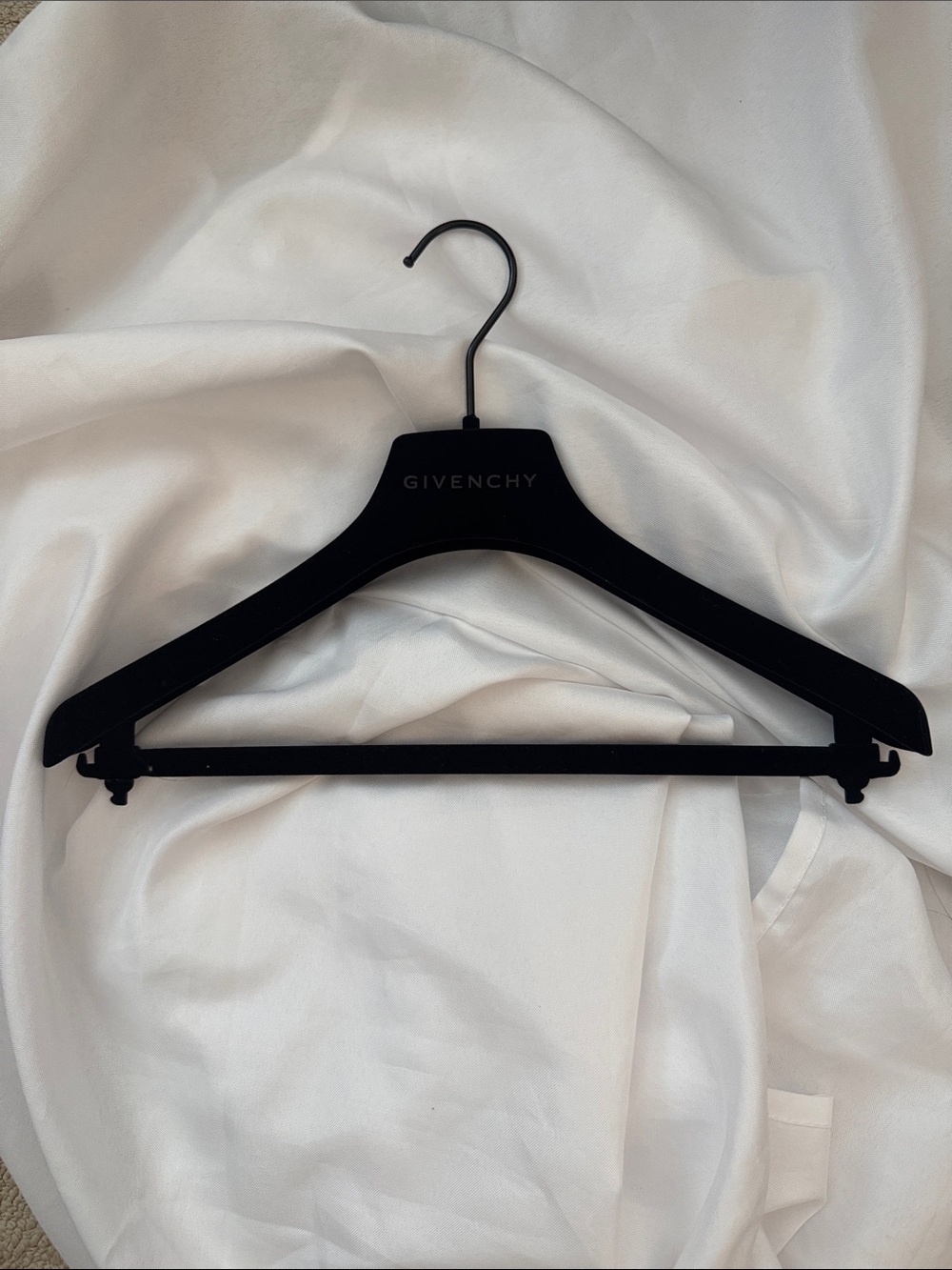 Givenchy Black Velvet Suit Hanger with Trouser Bar